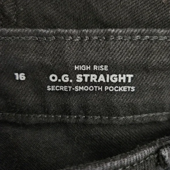 Old Navy OG Straight Denim Shorts Black Jack High Rise Rolled Cuffed - Picture 2 of 6